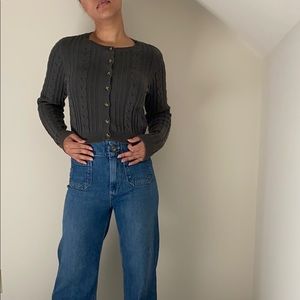 Grey Cropped Cardigan